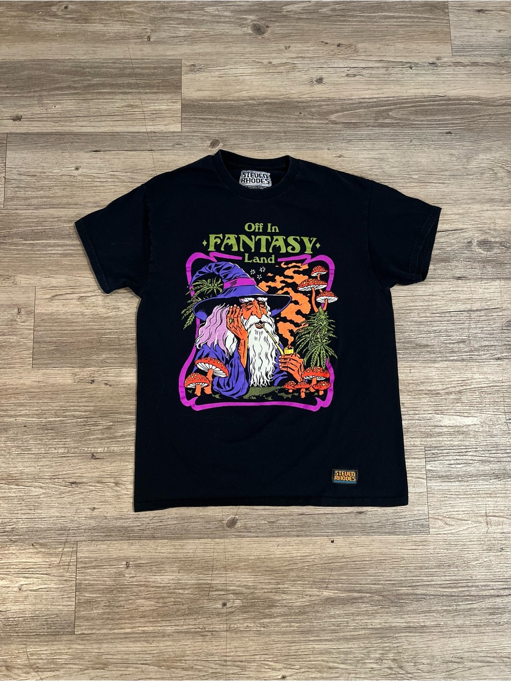 Steven Rhodes Off the Fantasy T shirt Black Big Logo Size Medium